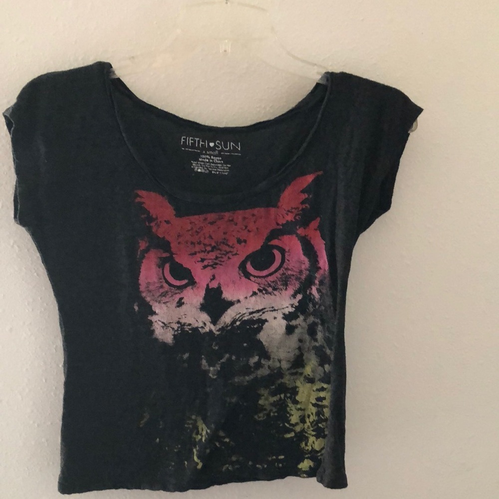 Short sleeved graphic tshirt with owl picture